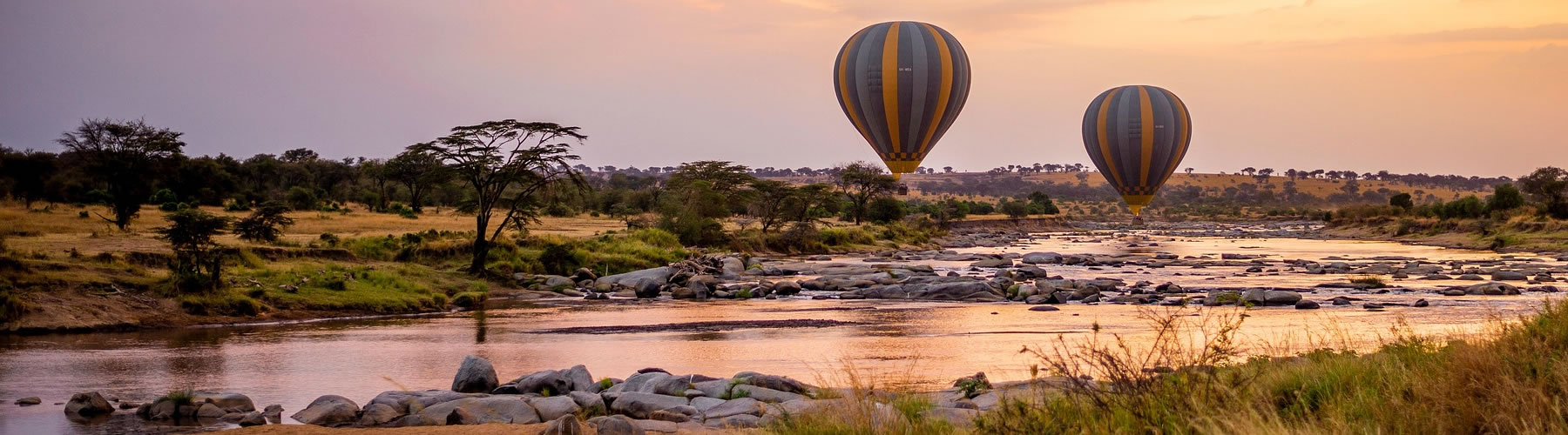 Hot air balloon safari sunrise over Masai Mara Kenya
